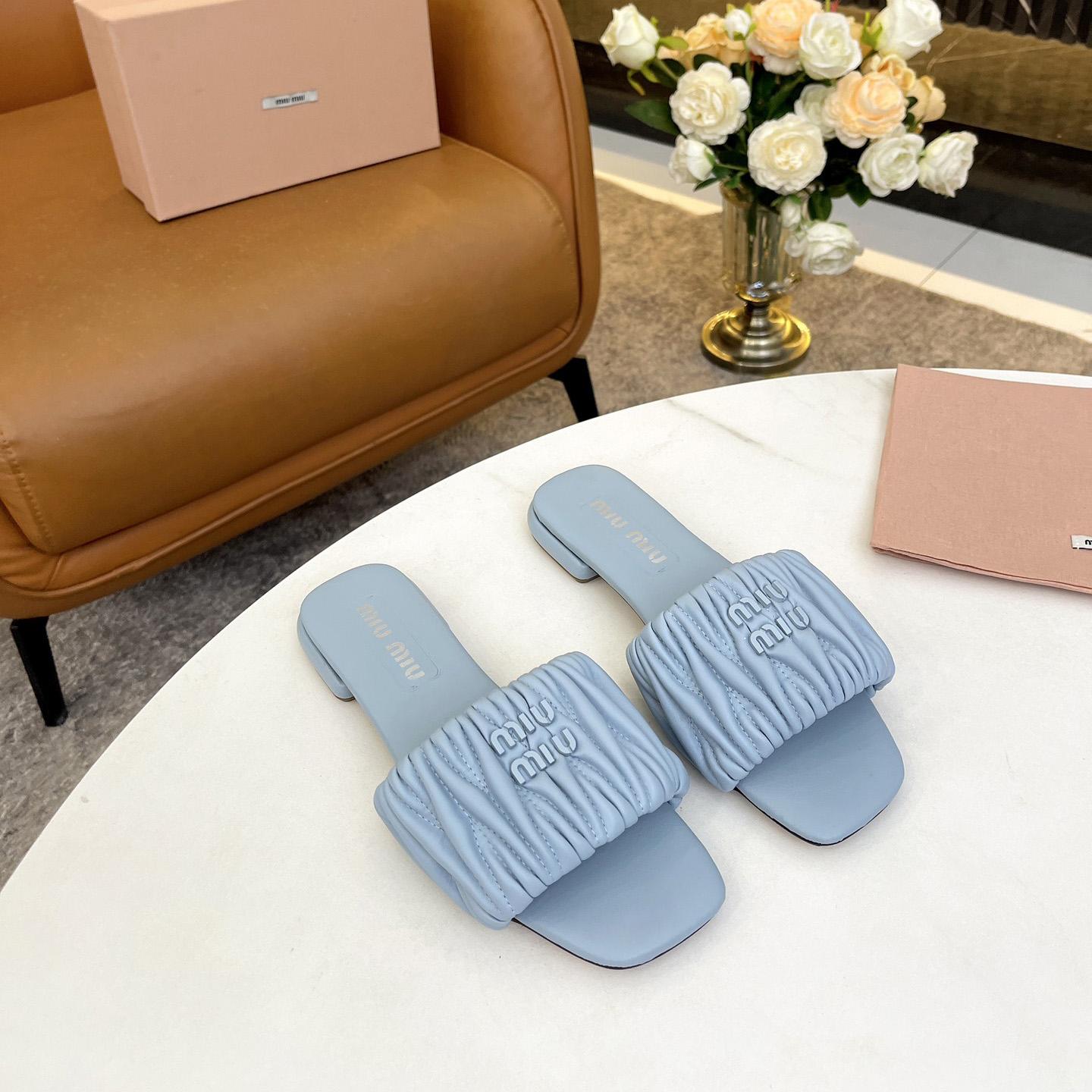 Miu Miu Matelassé Nappa Leather Slides - DesignerGu