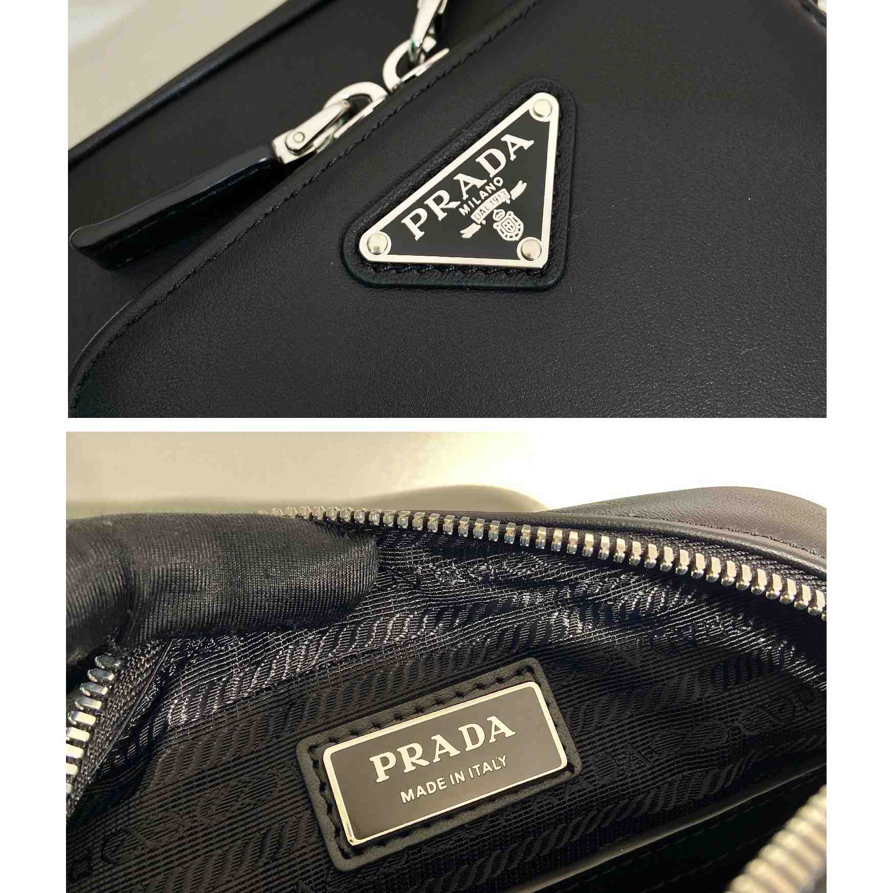 Prada Leather Shoulder Bag With Pouch - DesignerGu