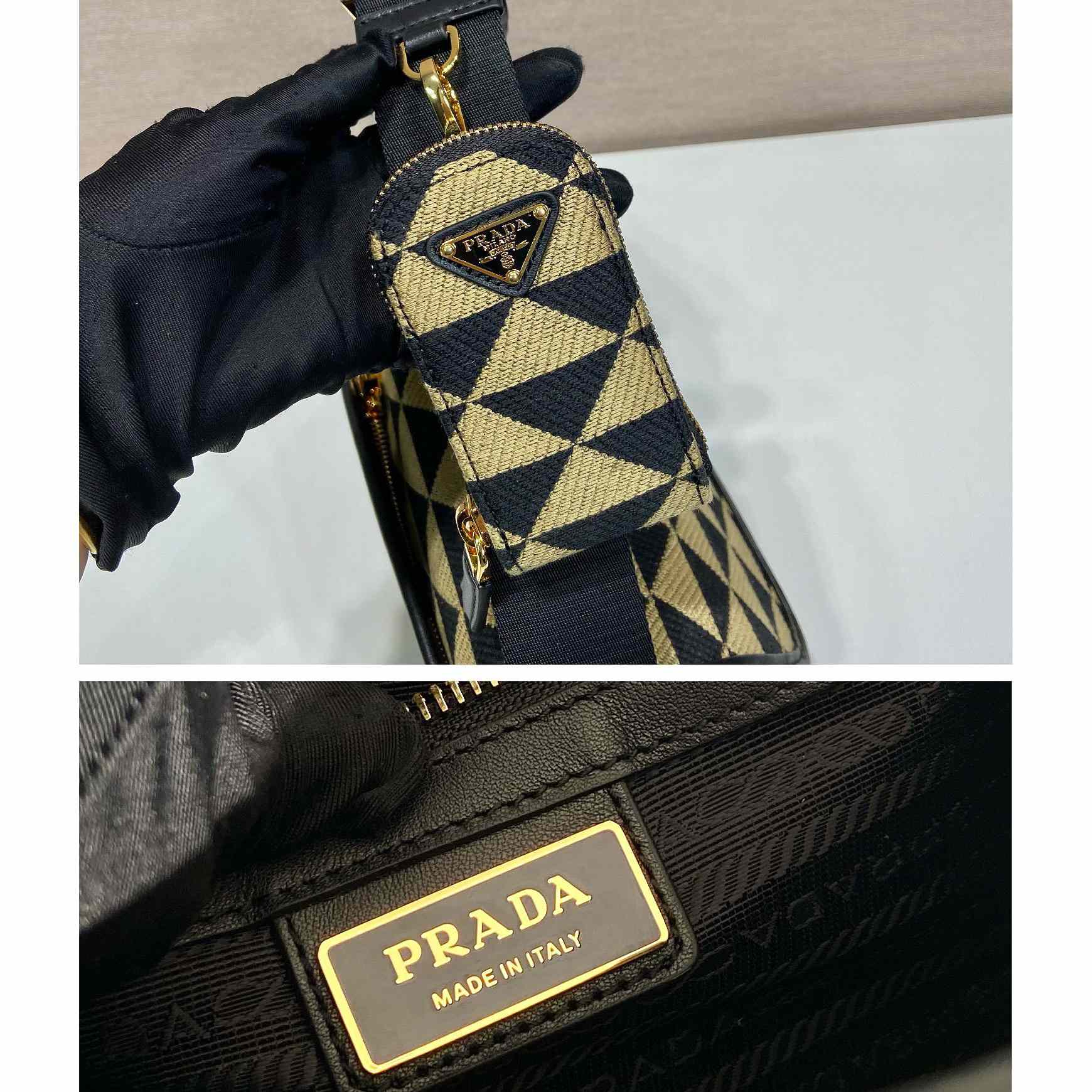 Prada Symbole Embroidered Fabric Bag - DesignerGu