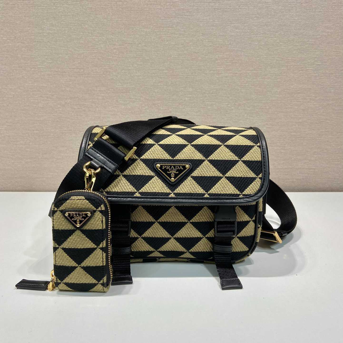 Prada Symbole Embroidered Fabric Bag - DesignerGu