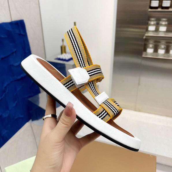 Burberry Icon Stripe Flat Sandals - DesignerGu