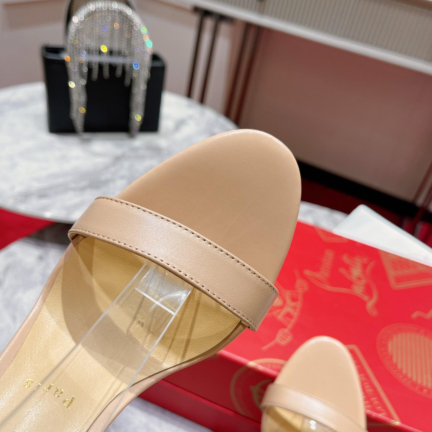 Christian Louboutin Loubi Queen Sandals - Nappa leather - Nude - DesignerGu