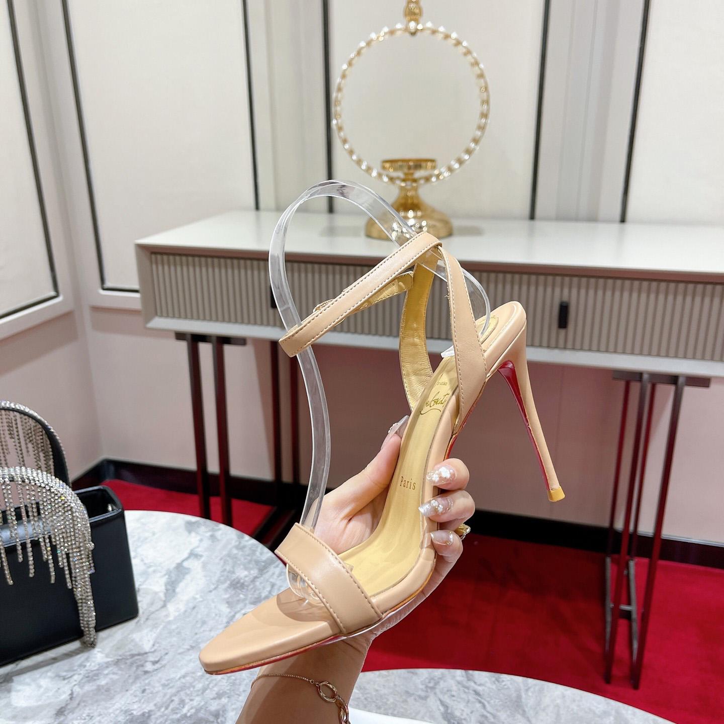 Christian Louboutin Loubi Queen Sandals - Nappa leather - Nude - DesignerGu