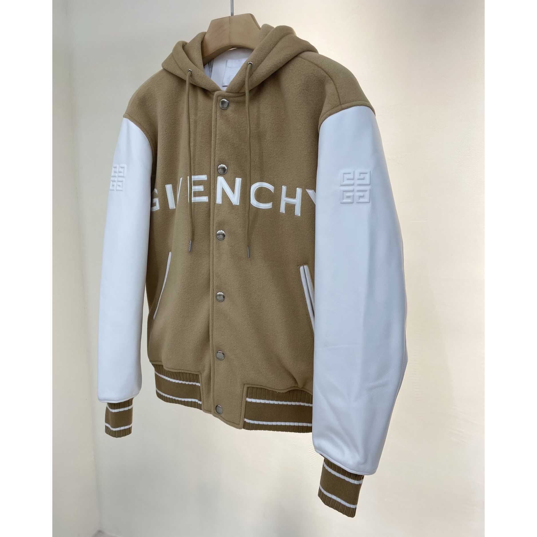 Givenchy Hooded Wool And Leather Big Varsity Jacket - DesignerGu