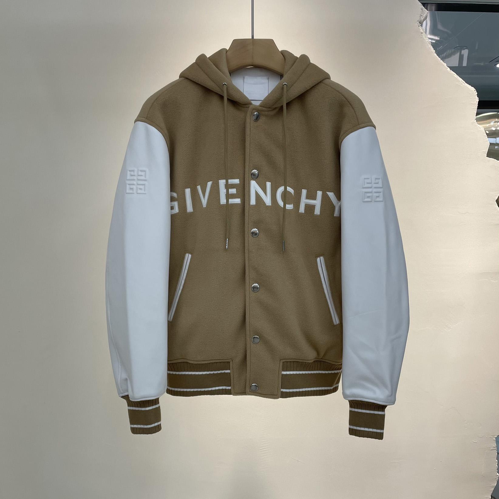 Givenchy Hooded Wool And Leather Big Varsity Jacket - DesignerGu