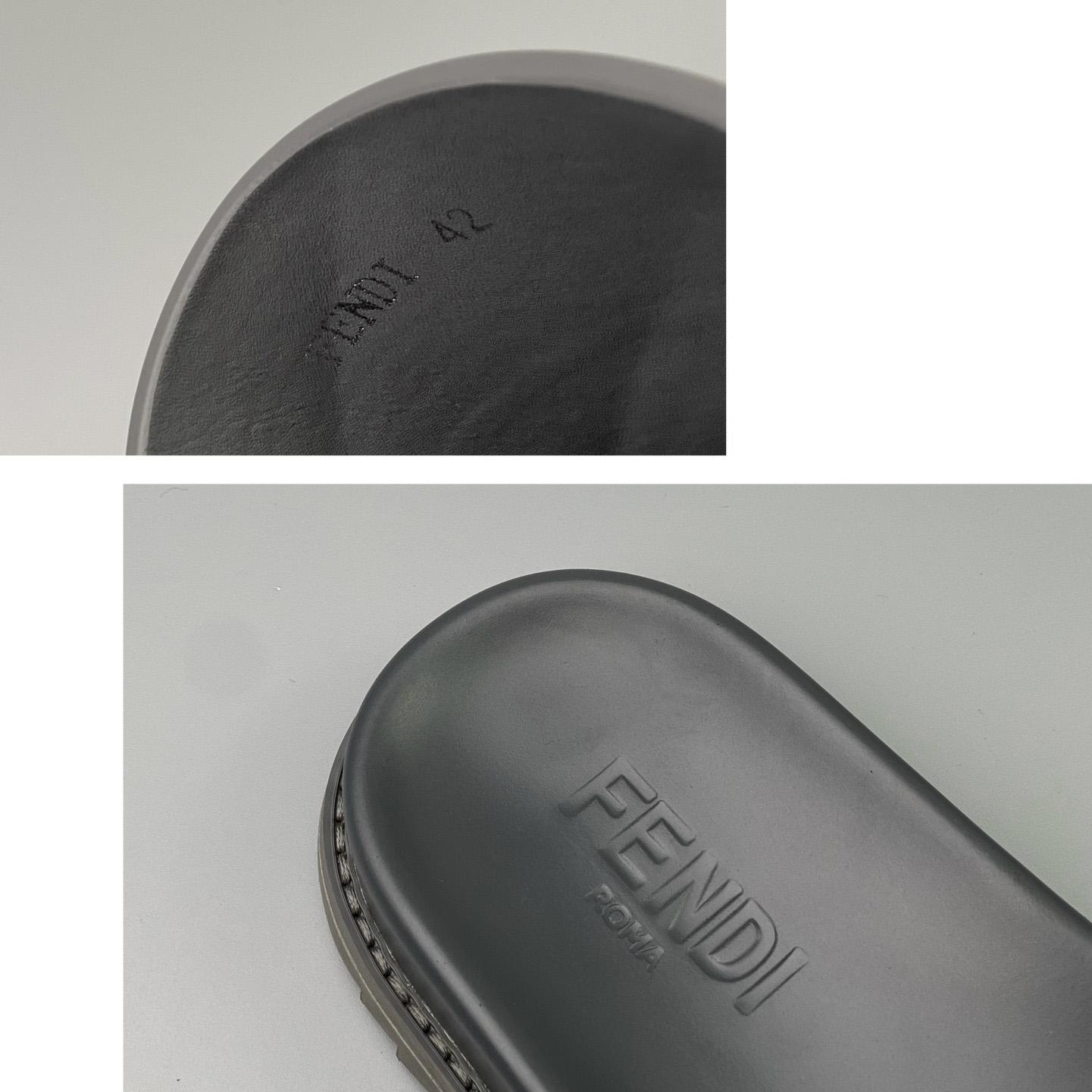 Fendi Gray Rubber Slides - DesignerGu