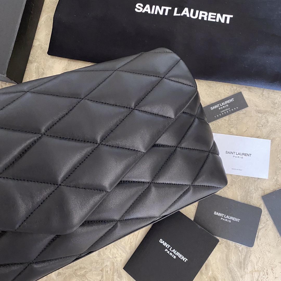 Saint Laurent Sade Puffer Quilted Leather Clutch In Black  - DesignerGu