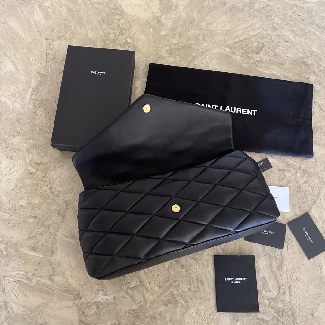 Saint Laurent Sade Puffer Quilted Leather Clutch In Black  - DesignerGu