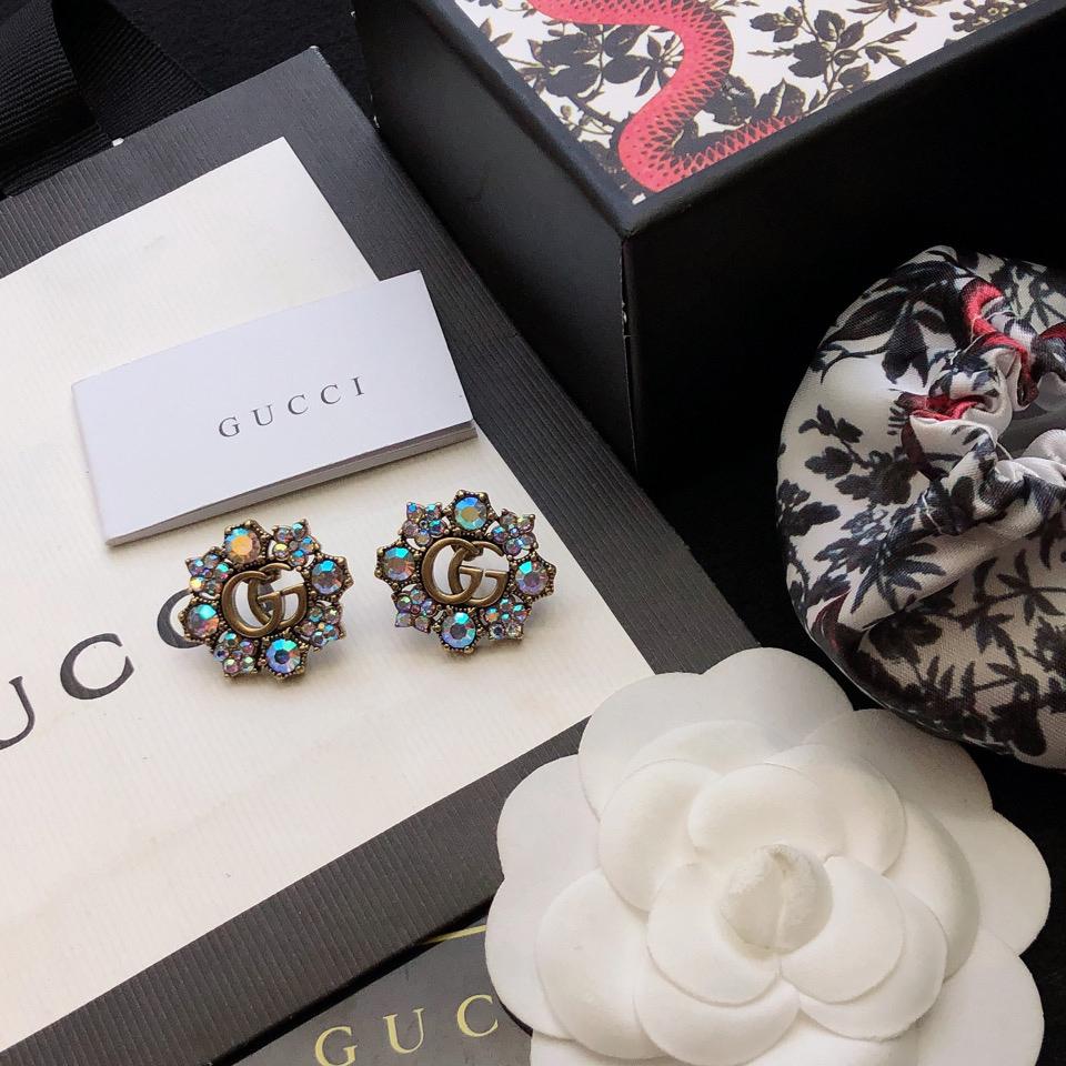 Gucci Double G Crystal Flowers Earrings - DesignerGu