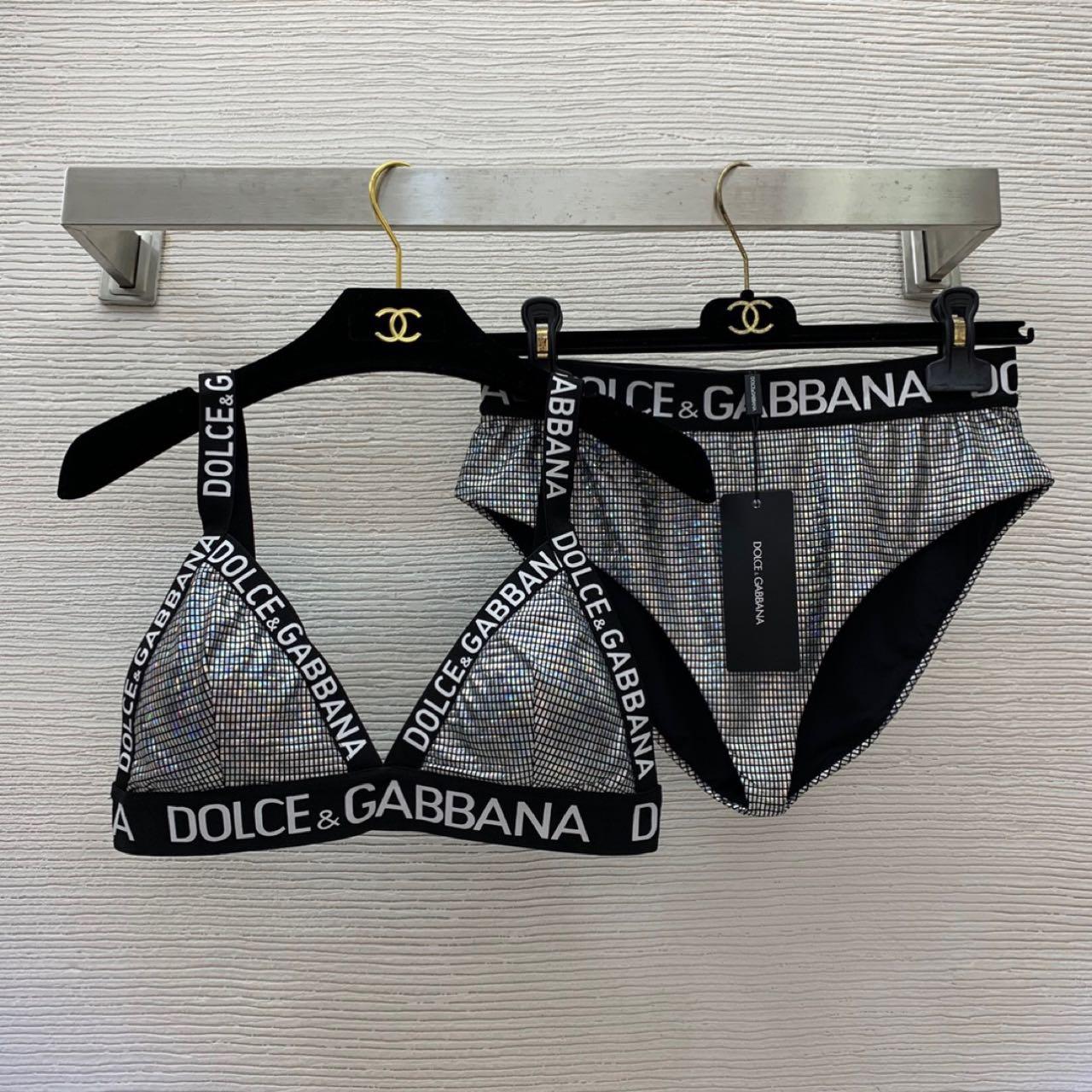 Dolce & Gabbana Crystal mesh triangle Bra & Briefs  - DesignerGu
