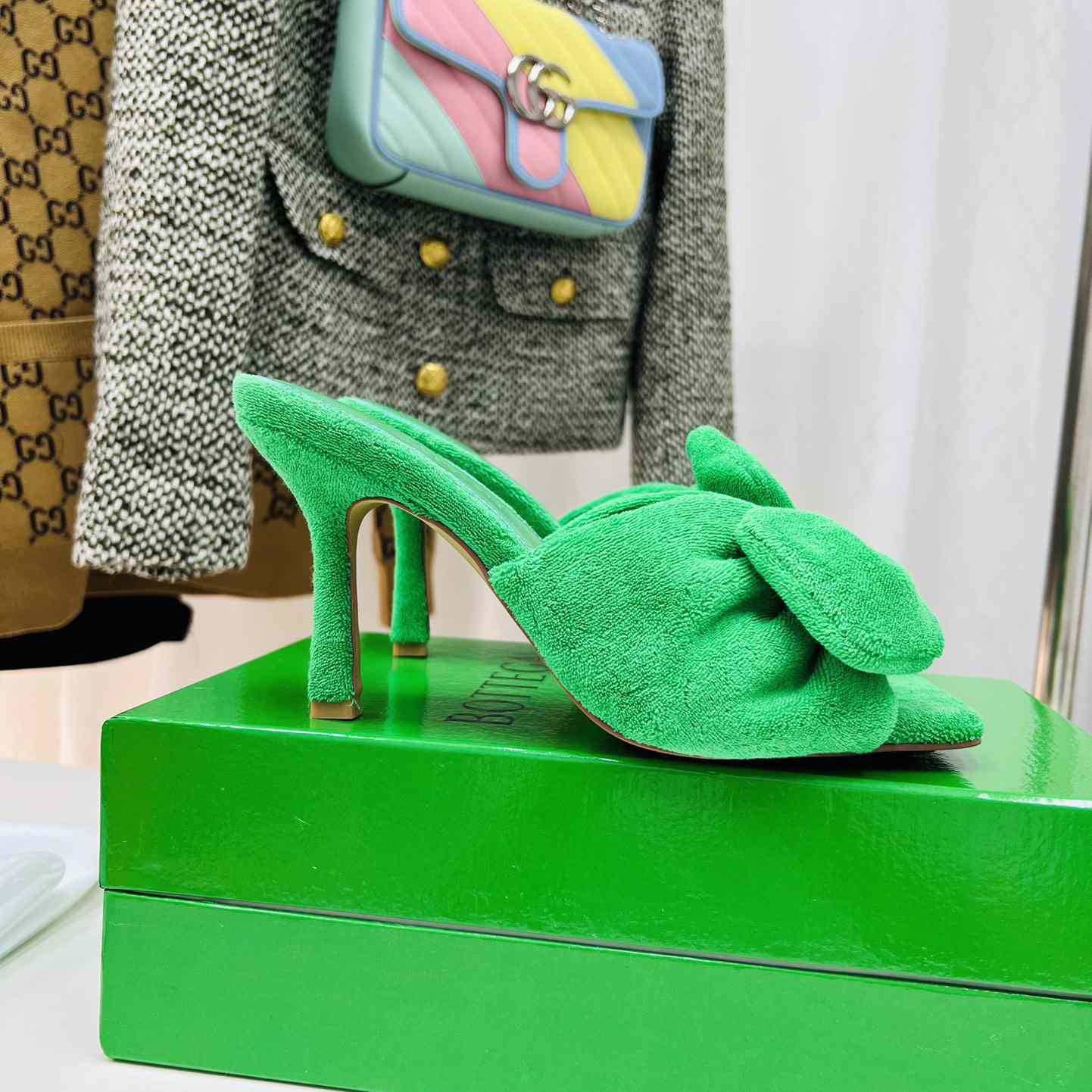 Bottega Veneta Green Heeled Sandals - DesignerGu