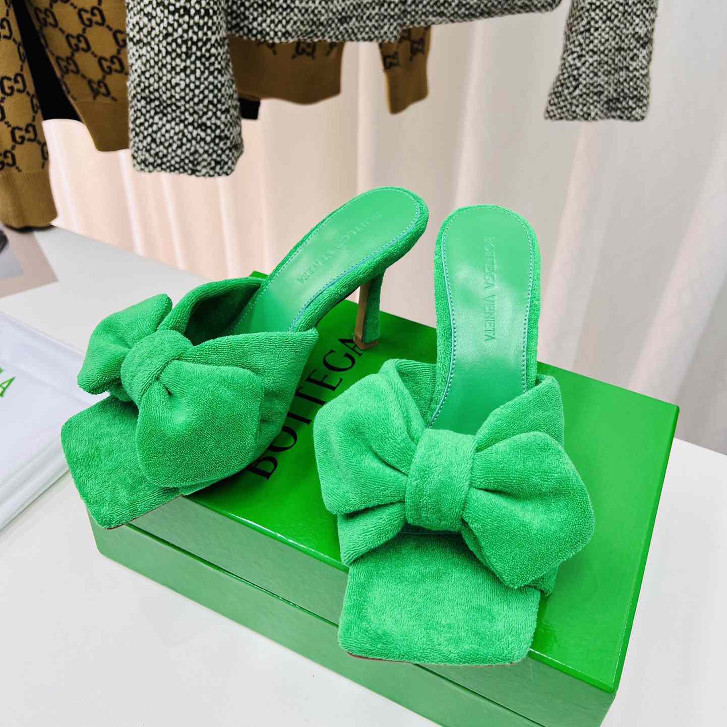 Bottega Veneta Green Heeled Sandals - DesignerGu