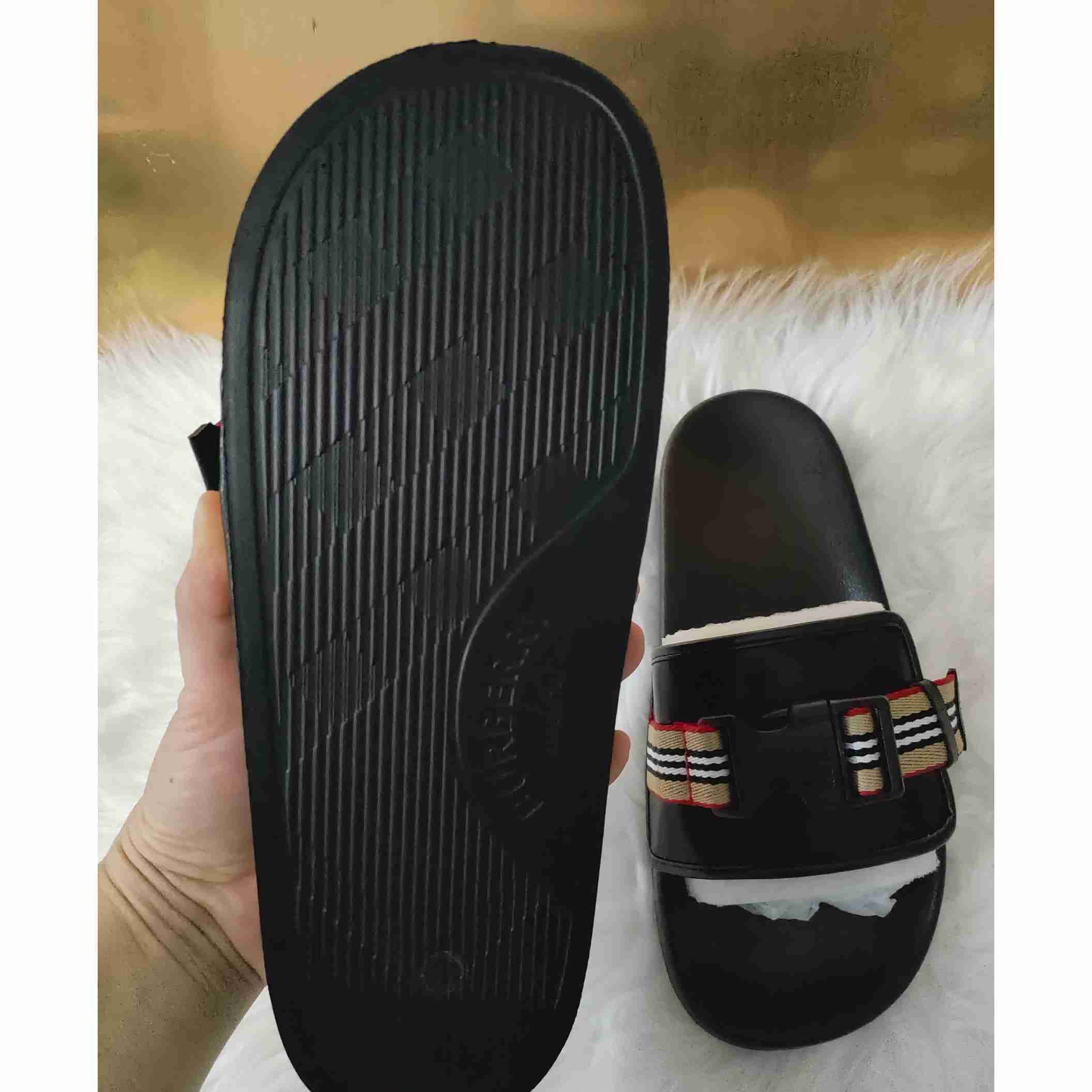 Burberry Icon Stripe Buckled Slides - DesignerGu