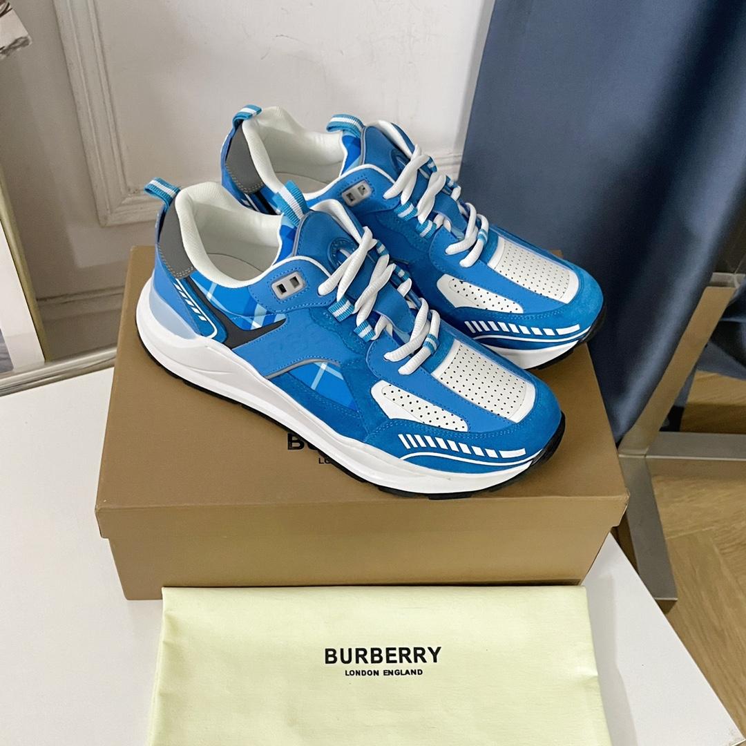 Burberry Leather, Suede and Check Sneakers - DesignerGu