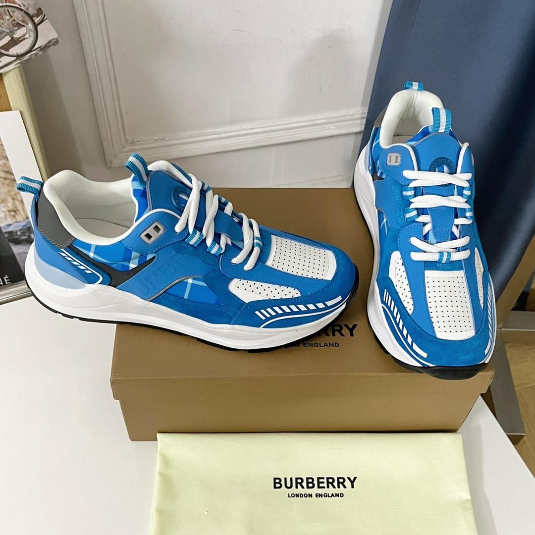 Burberry Leather, Suede and Check Sneakers - DesignerGu