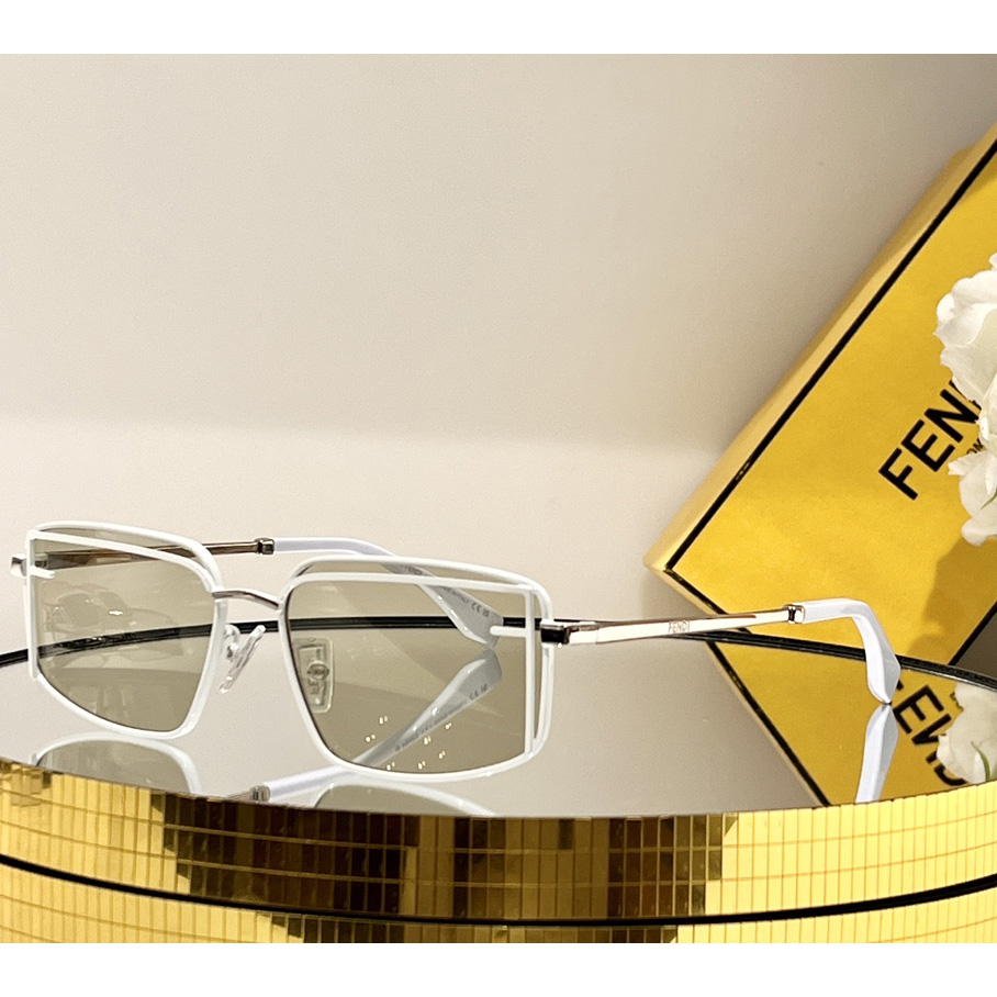 Fendi First Sight Cream Metal Fashion Show Sunglasses With Light Brown Lenses - DesignerGu