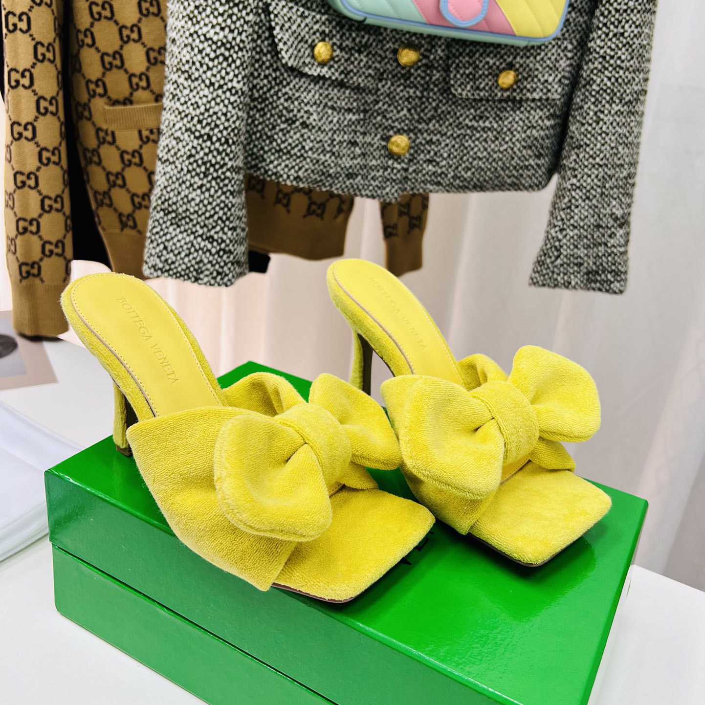 Bottega Veneta Yellow Heeled Sandals - DesignerGu