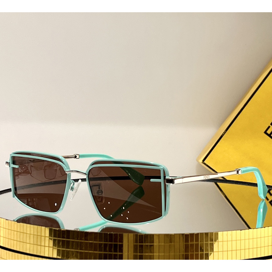 Fendi First Sight Edamame Green Metal Fashion Show Sunglasses With Brown Lenses - DesignerGu