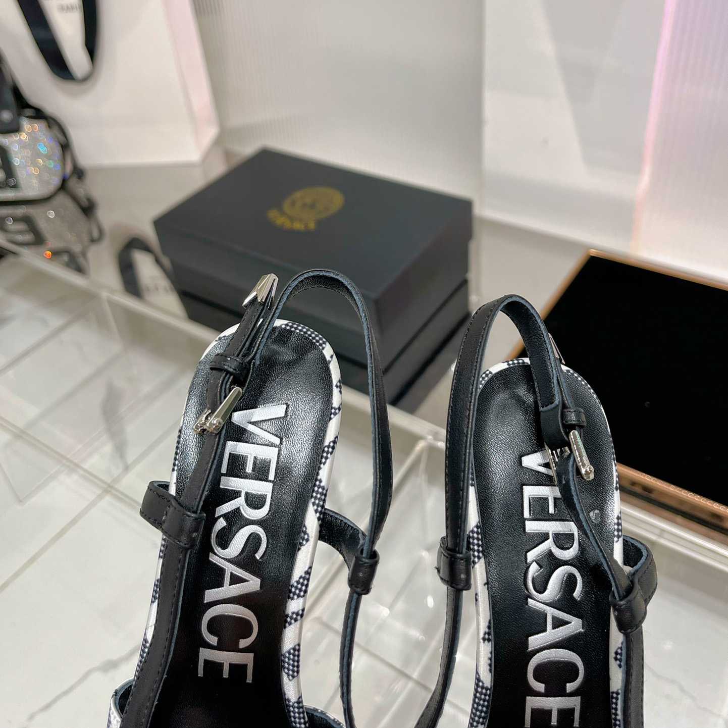 Versace Logo-jacquard 110mm Slingback Pumps - DesignerGu