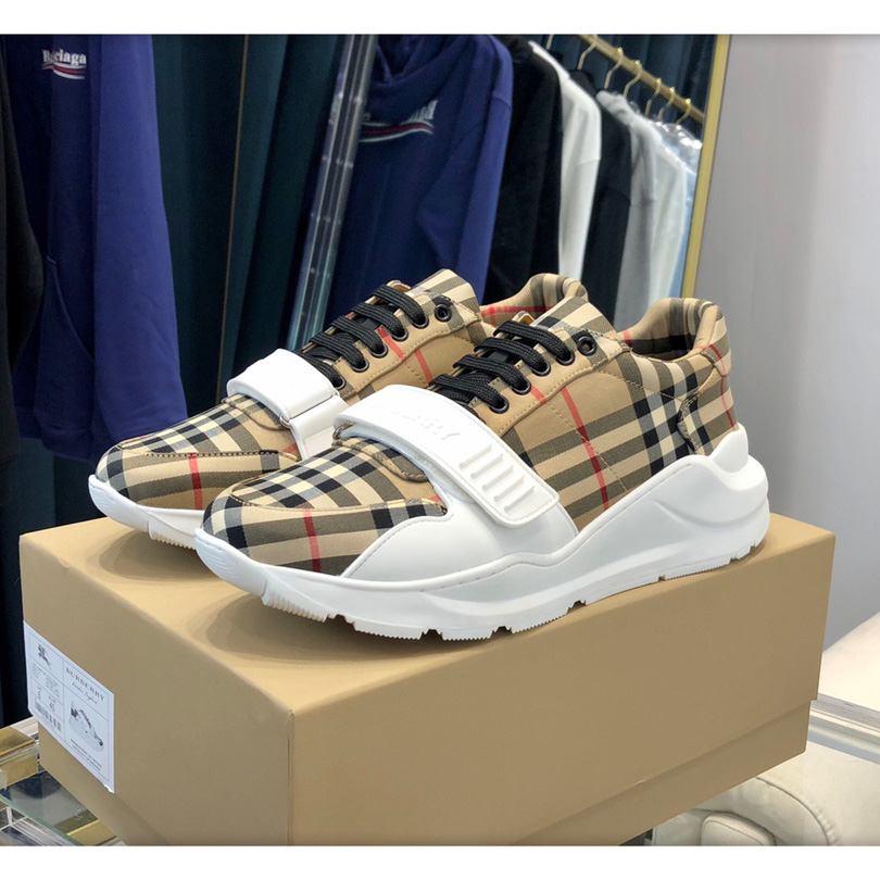 Burberry Check, Suede and Leather Sneakers - DesignerGu