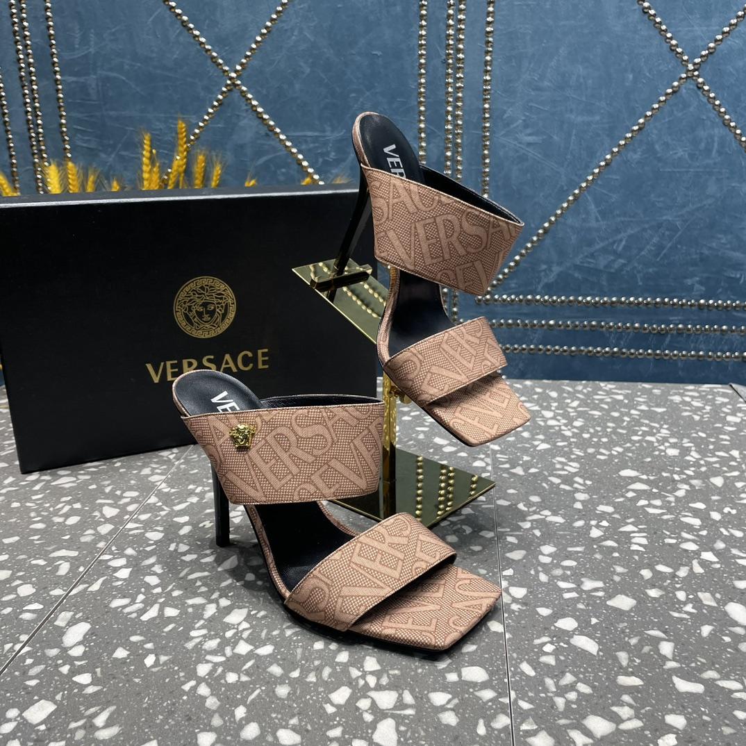 Versace Allover High Heel Mules - DesignerGu