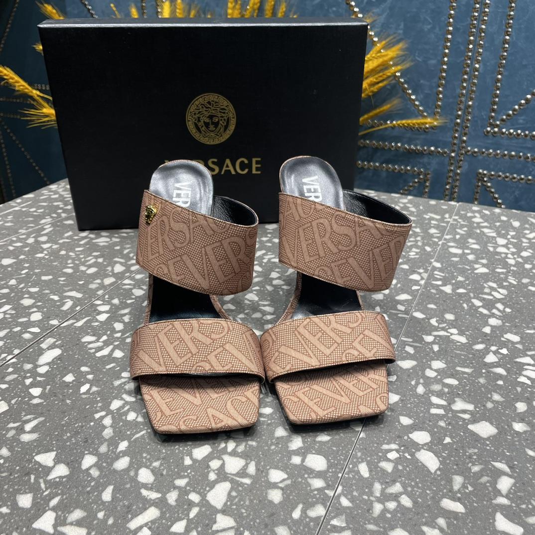 Versace Allover High Heel Mules - DesignerGu