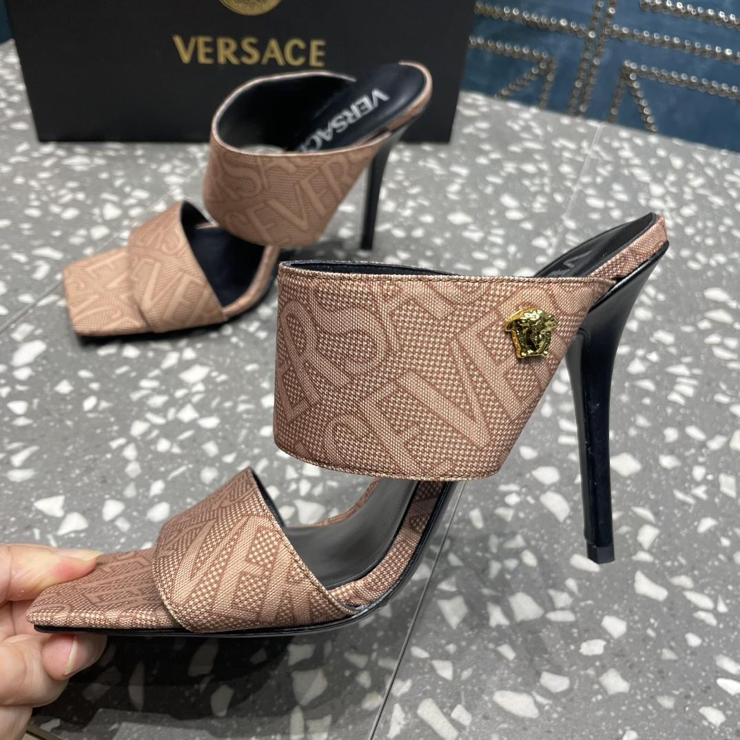 Versace Allover High Heel Mules - DesignerGu