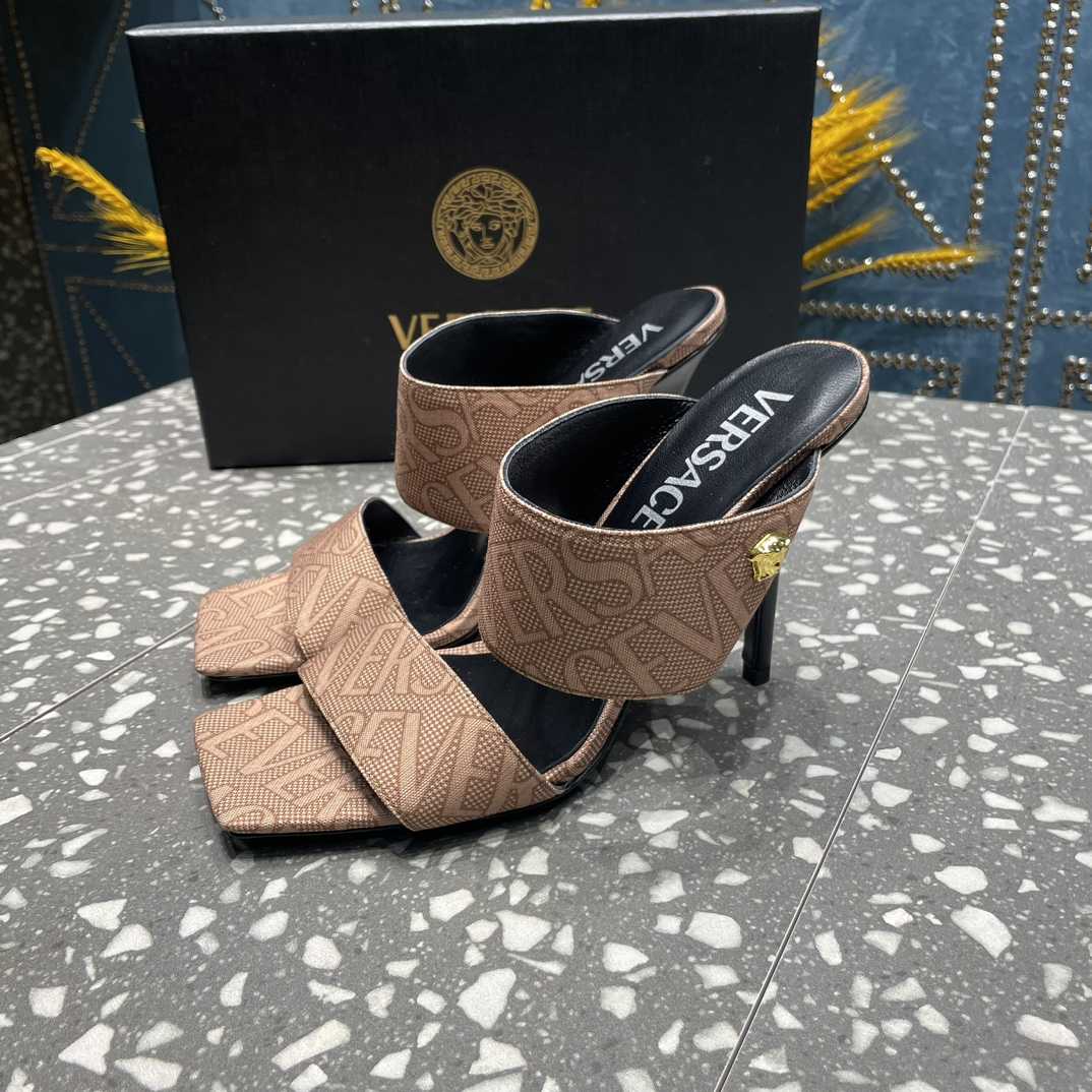 Versace Allover High Heel Mules - DesignerGu