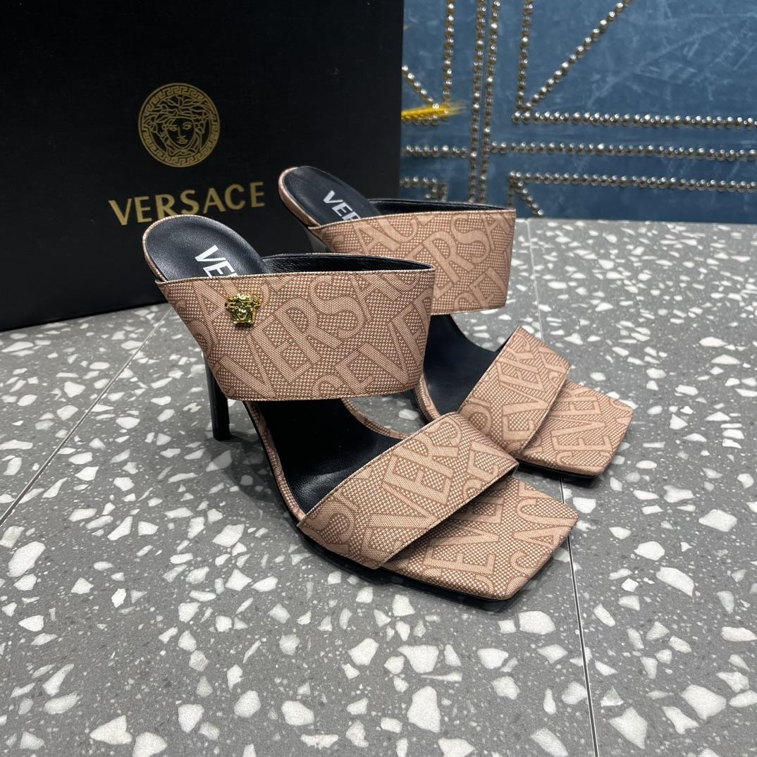 Versace Allover High Heel Mules - DesignerGu