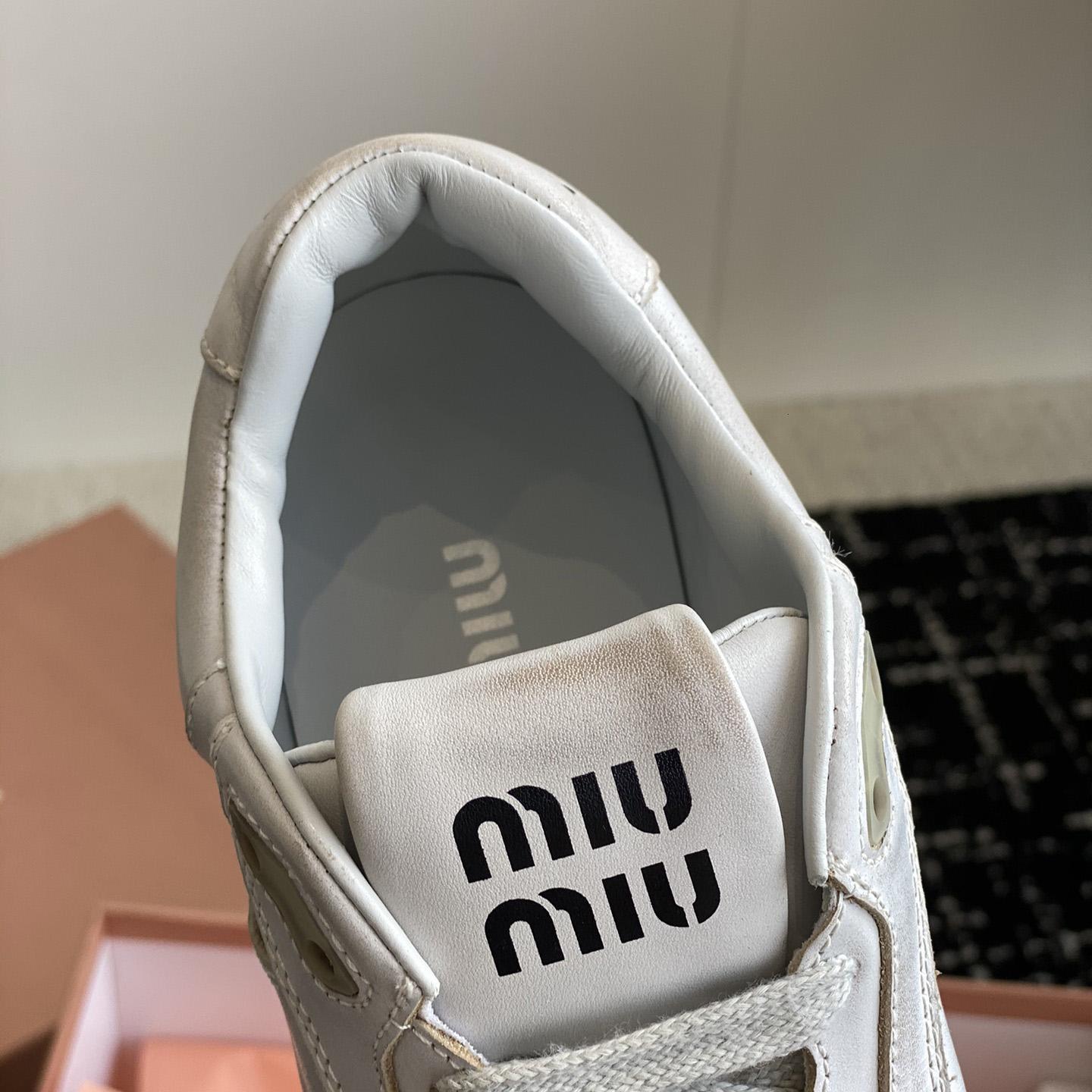 Miu Miu Bleached Leather Sneakers - DesignerGu