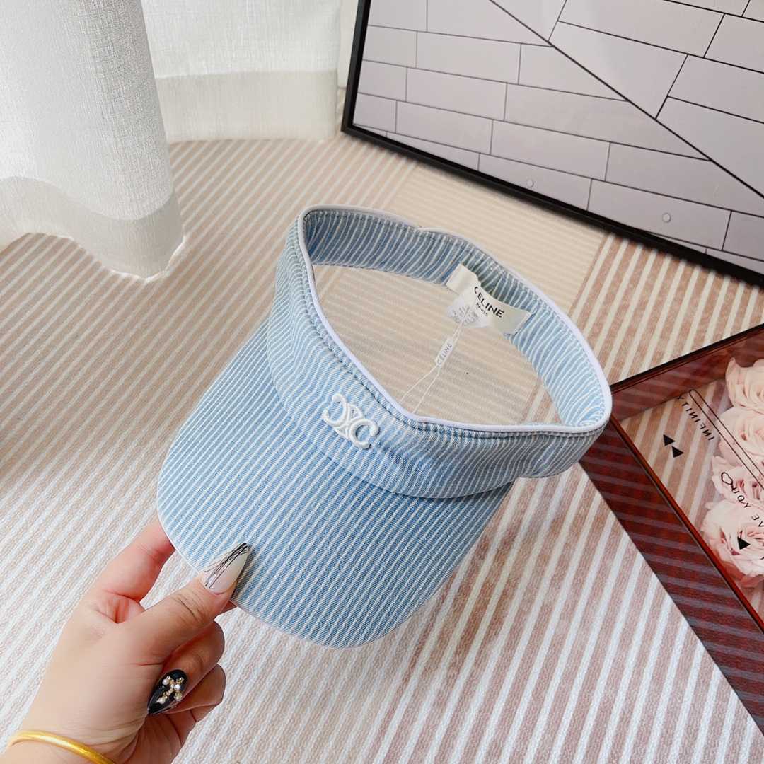 Celine Triomphe Visor In Hickory Cotton Wave Wash  - DesignerGu