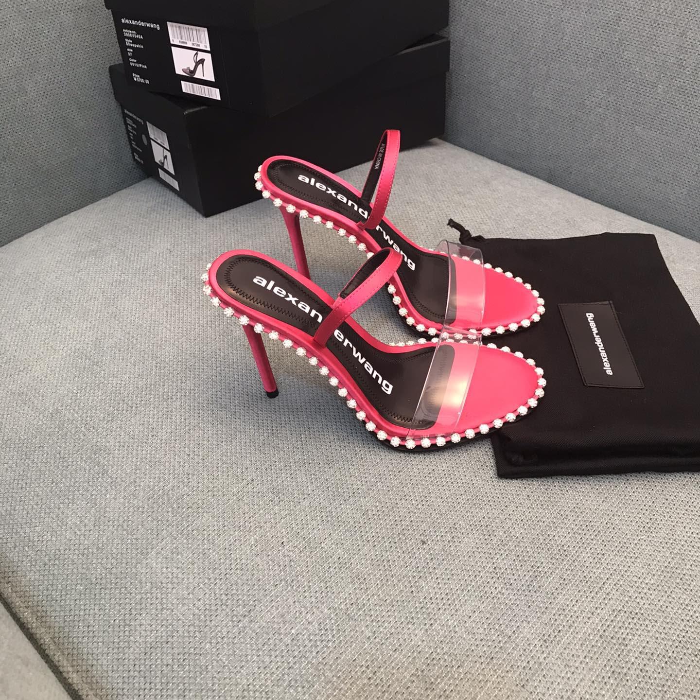 Alexander Wang Pink Satin Nova Crystal Sandals - DesignerGu