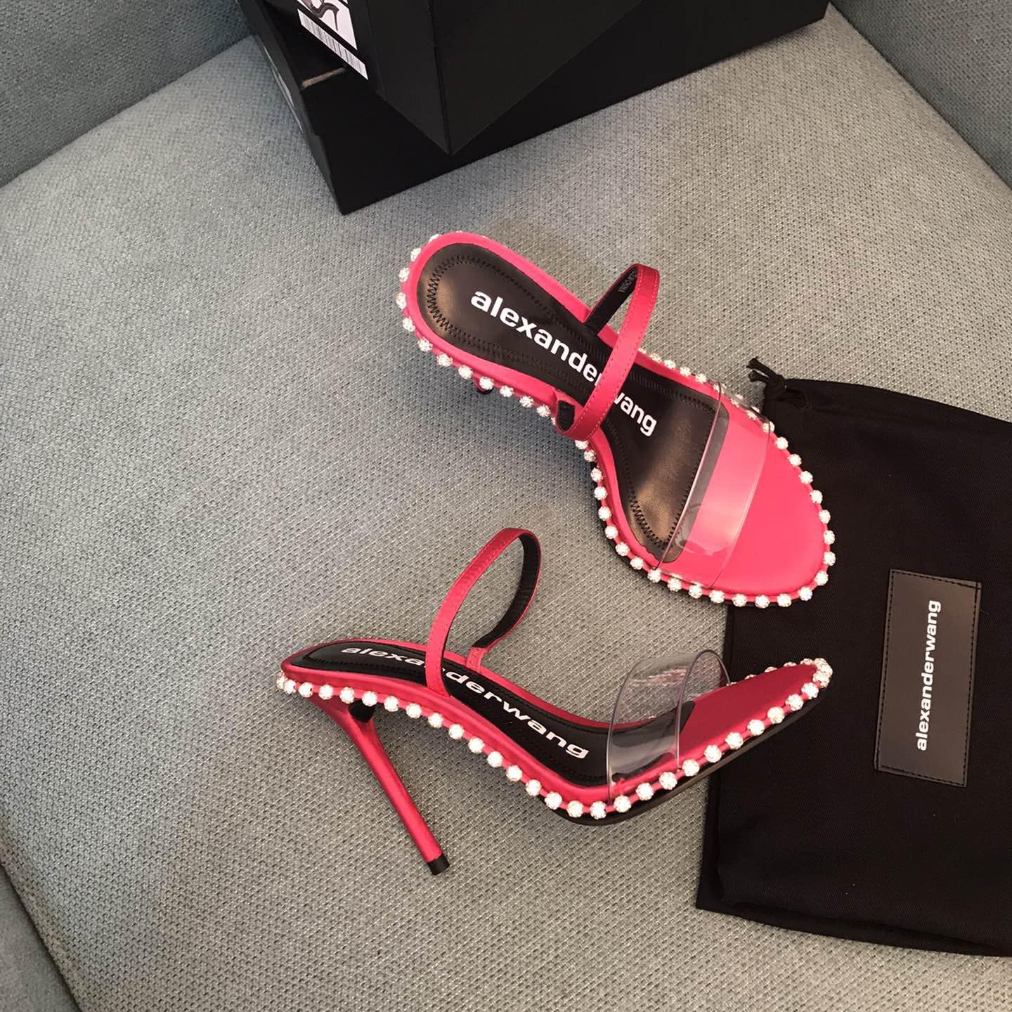 Alexander Wang Pink Satin Nova Crystal Sandals - DesignerGu