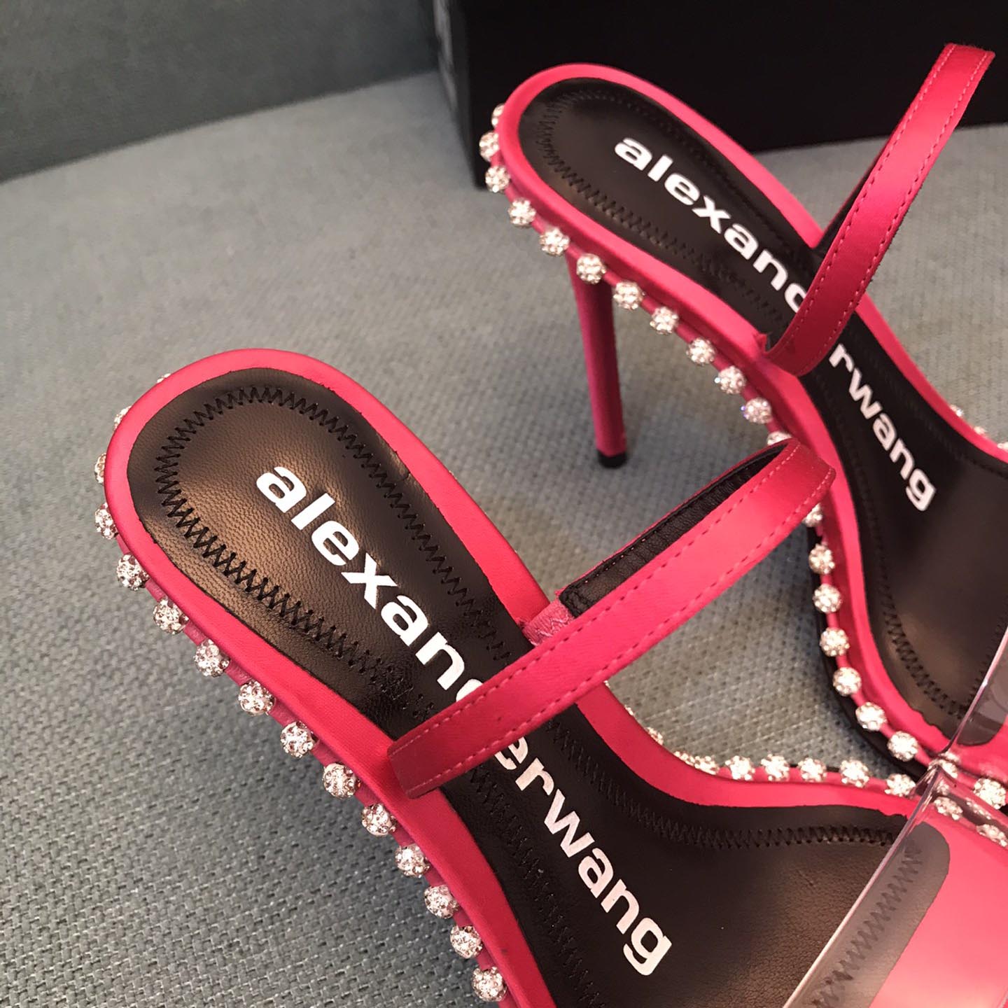 Alexander Wang Pink Satin Nova Crystal Sandals - DesignerGu