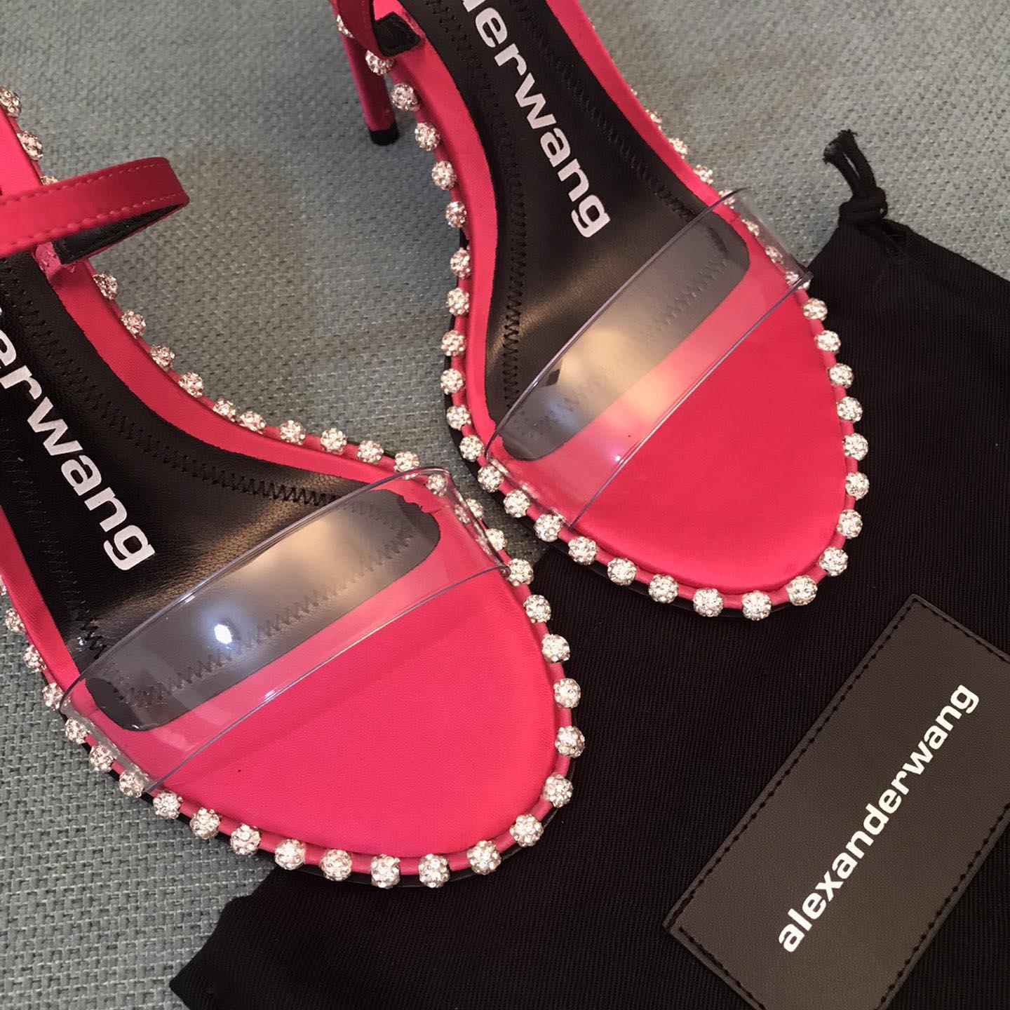 Alexander Wang Pink Satin Nova Crystal Sandals - DesignerGu