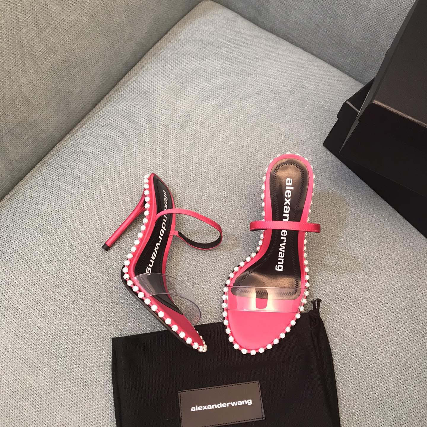 Alexander Wang Pink Satin Nova Crystal Sandals - DesignerGu