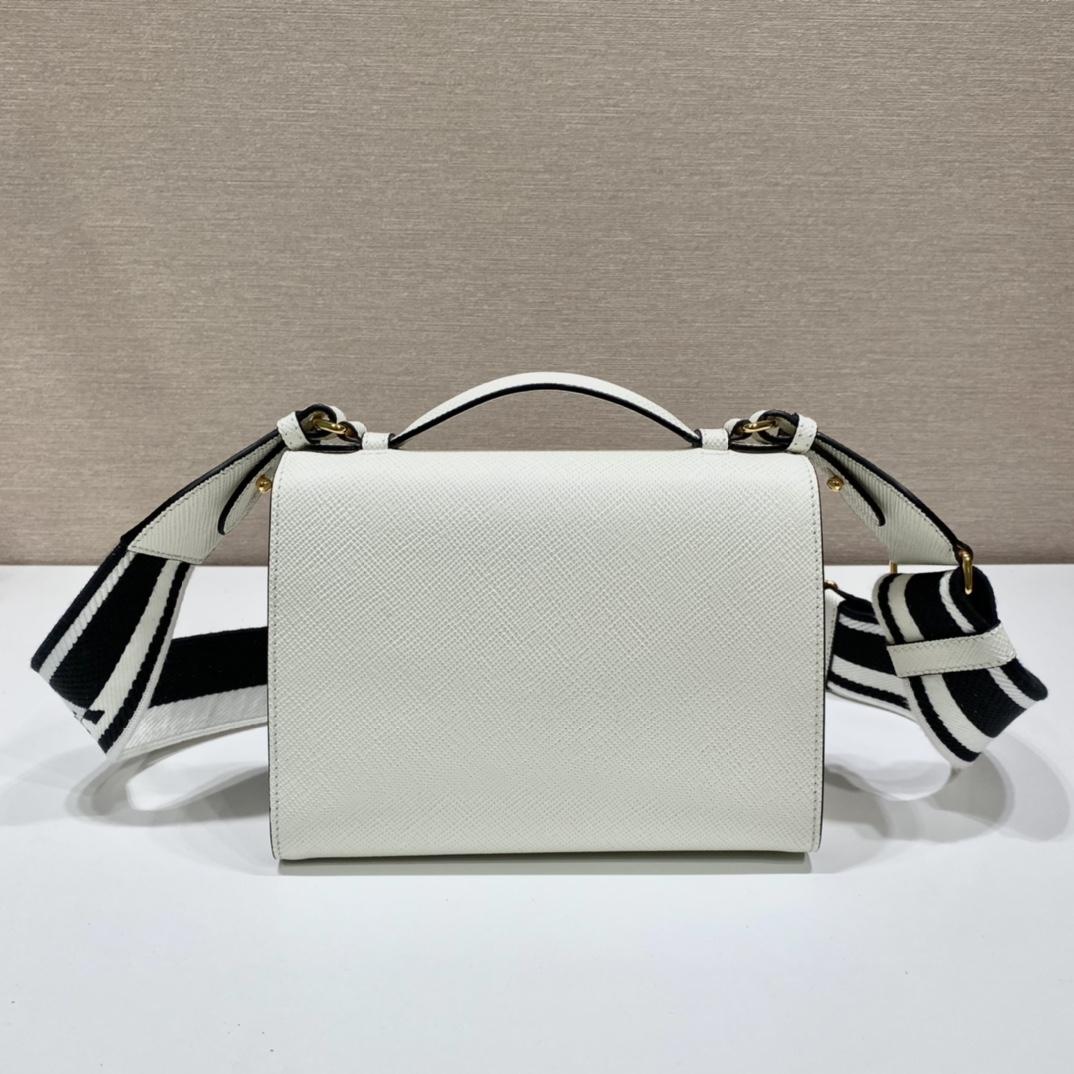 Prada Monochrome Saffiano And Leather Bag - DesignerGu