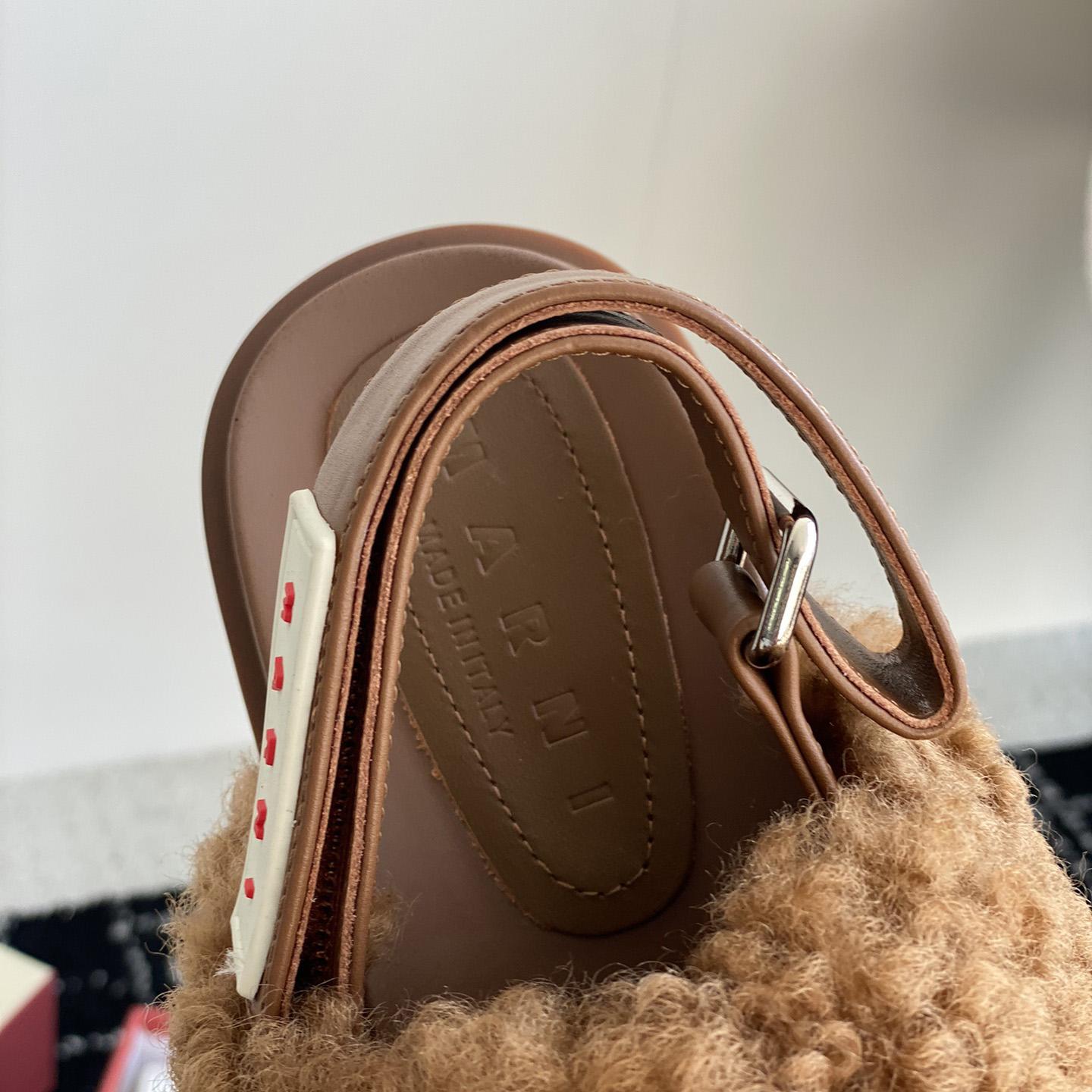 Marni Brown Shearling Sabot - DesignerGu