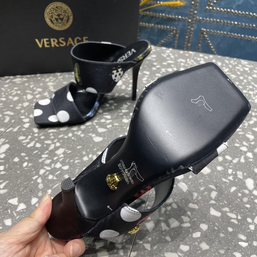 Versace Butterflies Canvas High Heel Mules - DesignerGu