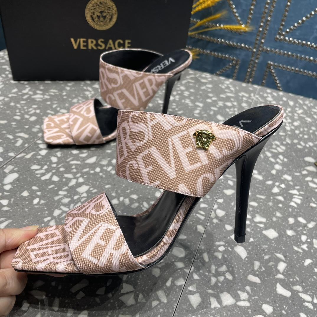 Versace Allover High Heel Mules - DesignerGu