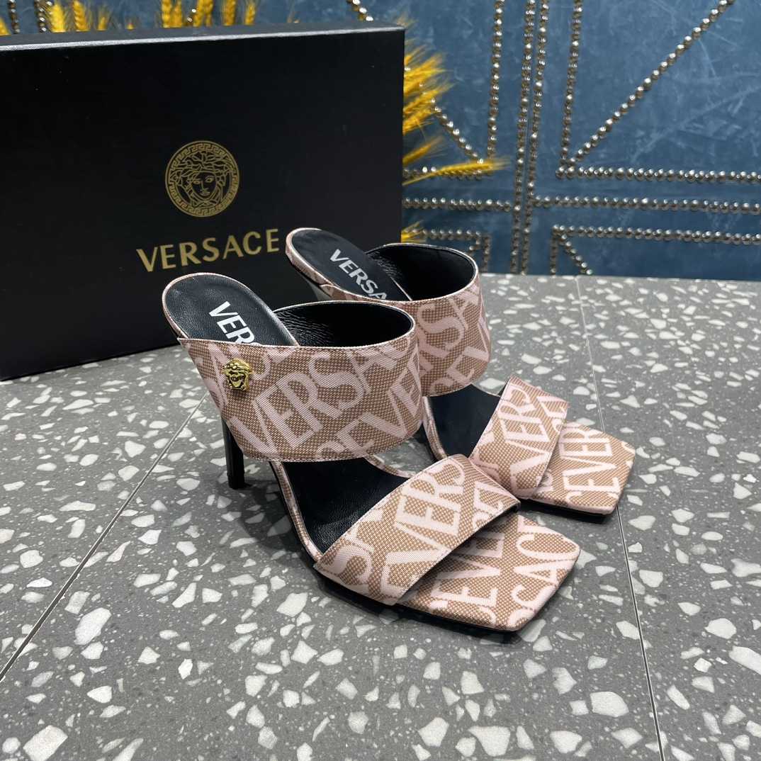 Versace Allover High Heel Mules - DesignerGu