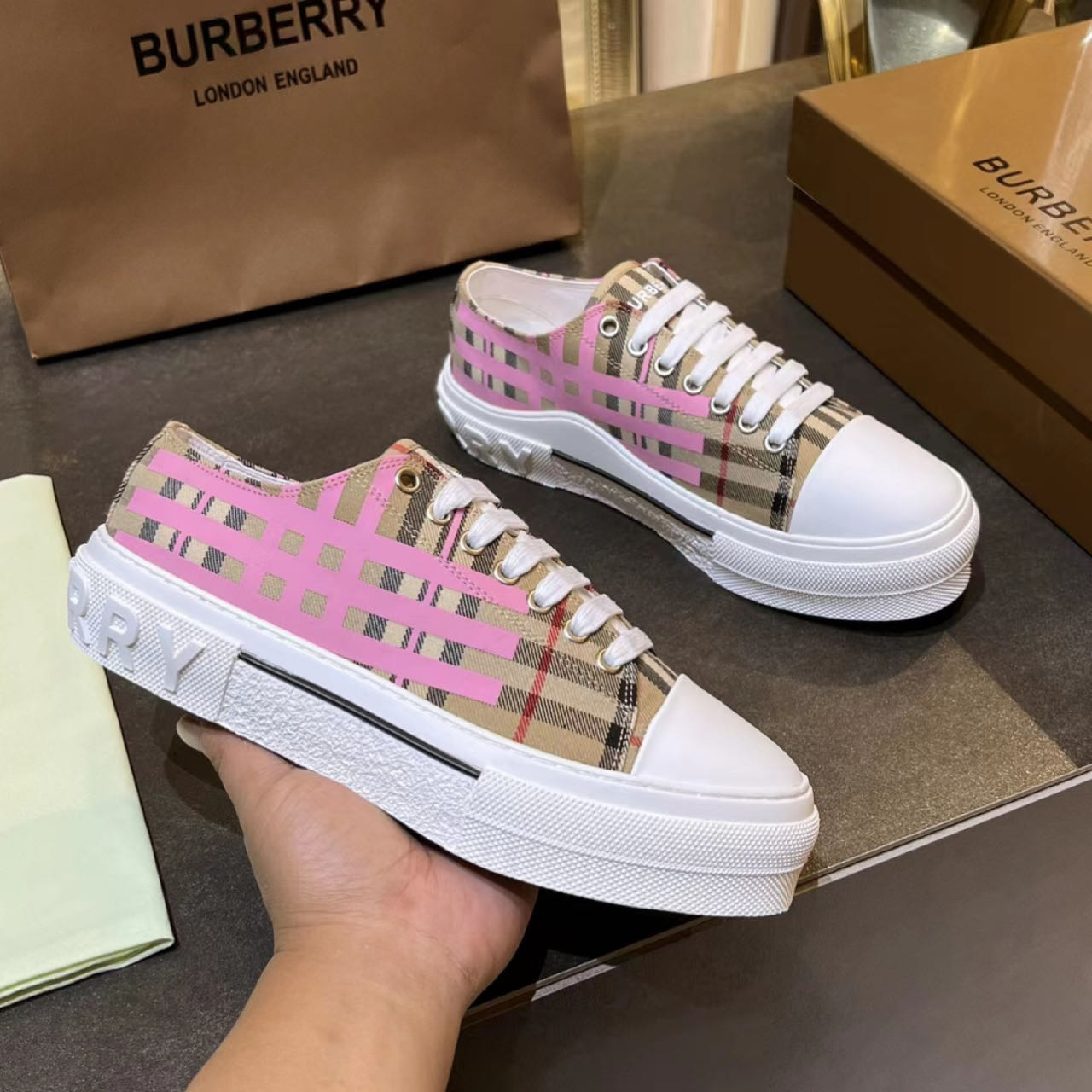 Burberry Check Cotton Sneakers - DesignerGu