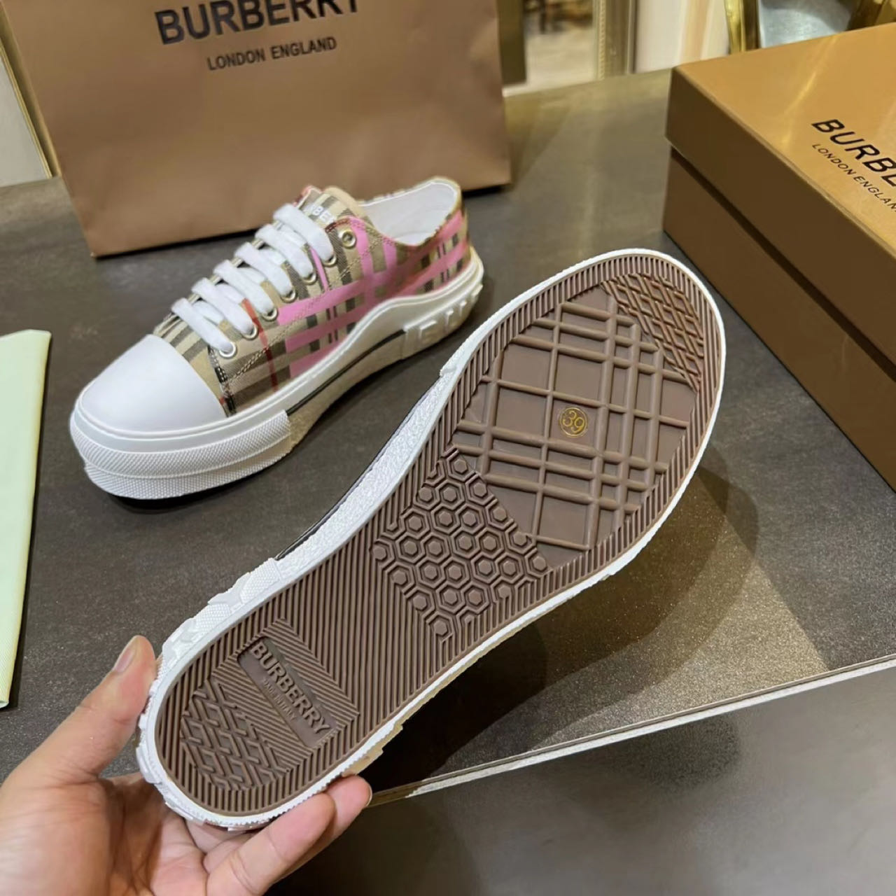 Burberry Check Cotton Sneakers - DesignerGu