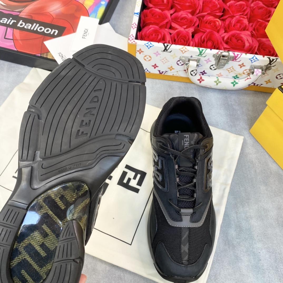 Fendi Faster Trainers Black Nubuck Leather Low-tops Sneakers - DesignerGu