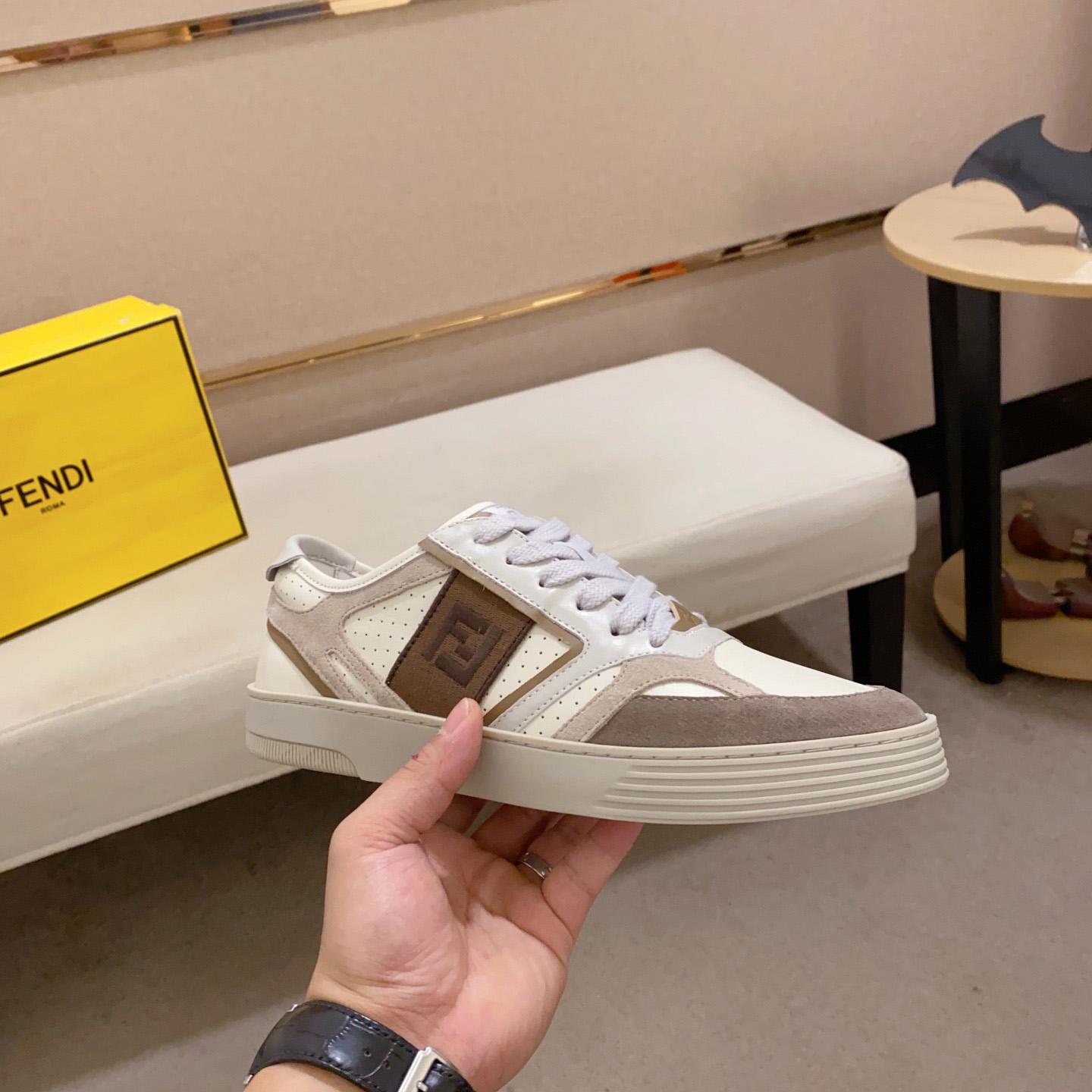 Fendi Step Beige Leather Low-tops Sneakers - DesignerGu