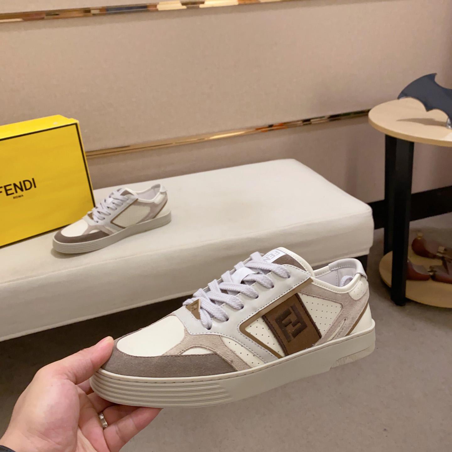 Fendi Step Beige Leather Low-tops Sneakers - DesignerGu