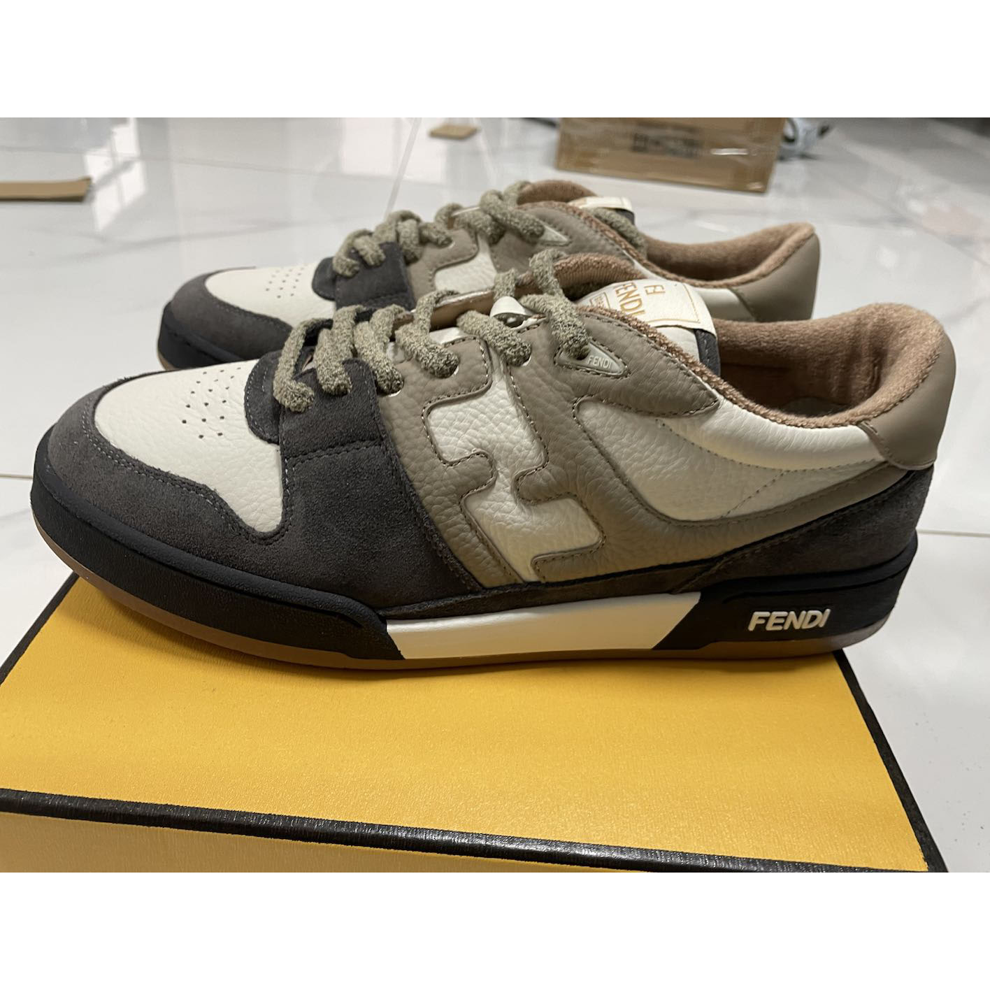 Fendi Match Gray Suede Low-tops Sneakers - DesignerGu