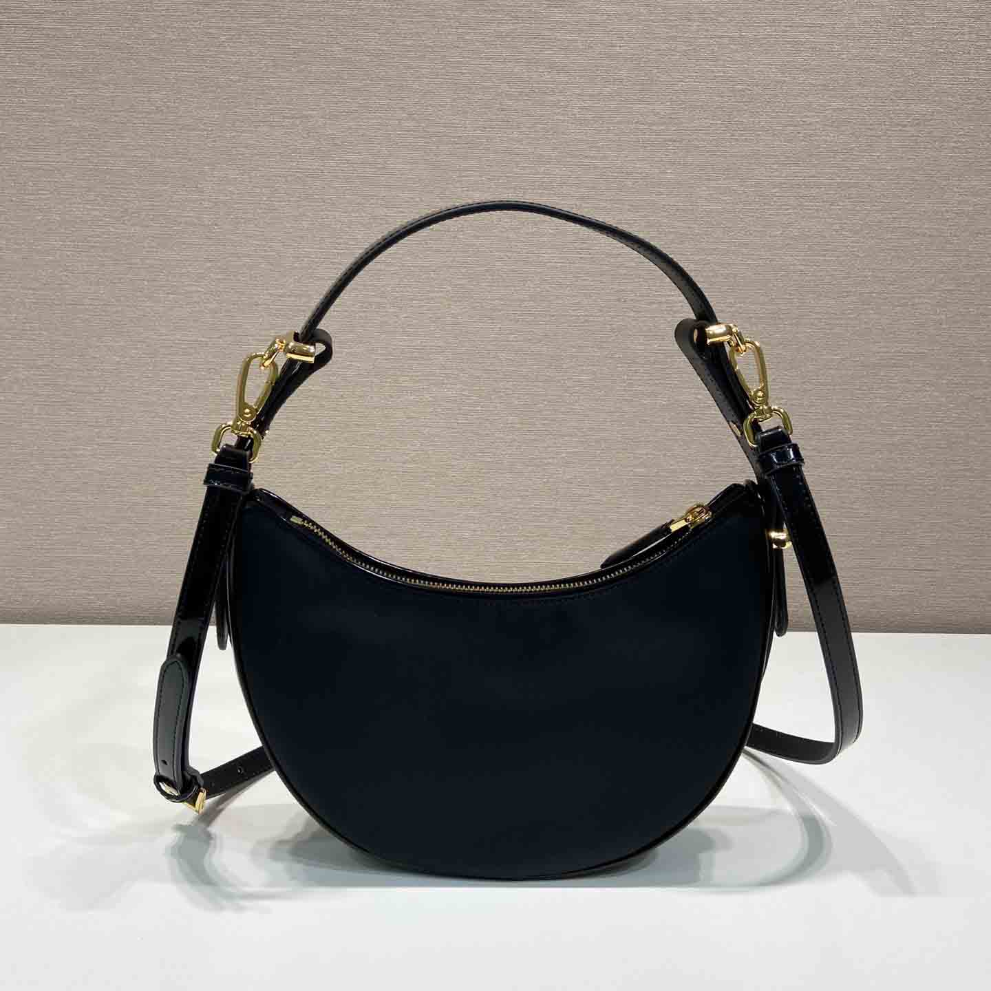 Prada Arqué Re-Nylon And Brushed Leather Shoulder Bag - DesignerGu