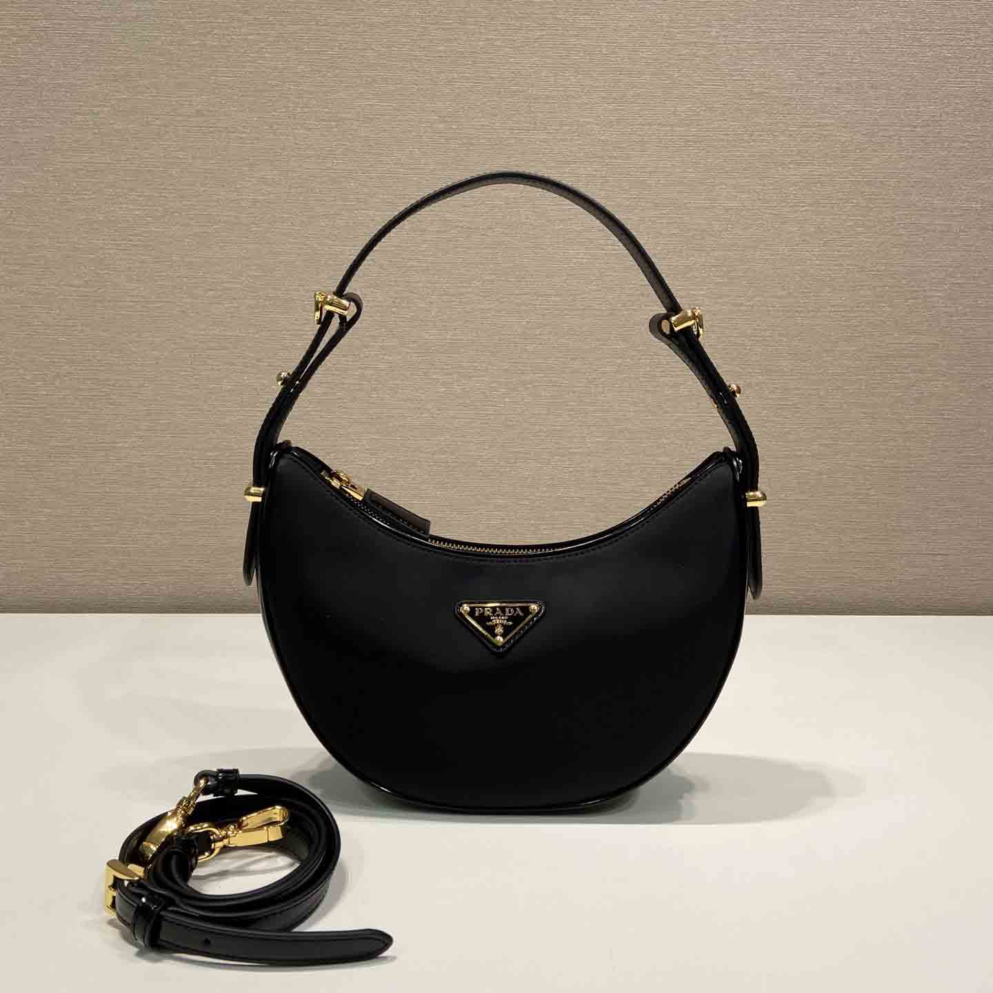 Prada Arqué Re-Nylon And Brushed Leather Shoulder Bag - DesignerGu