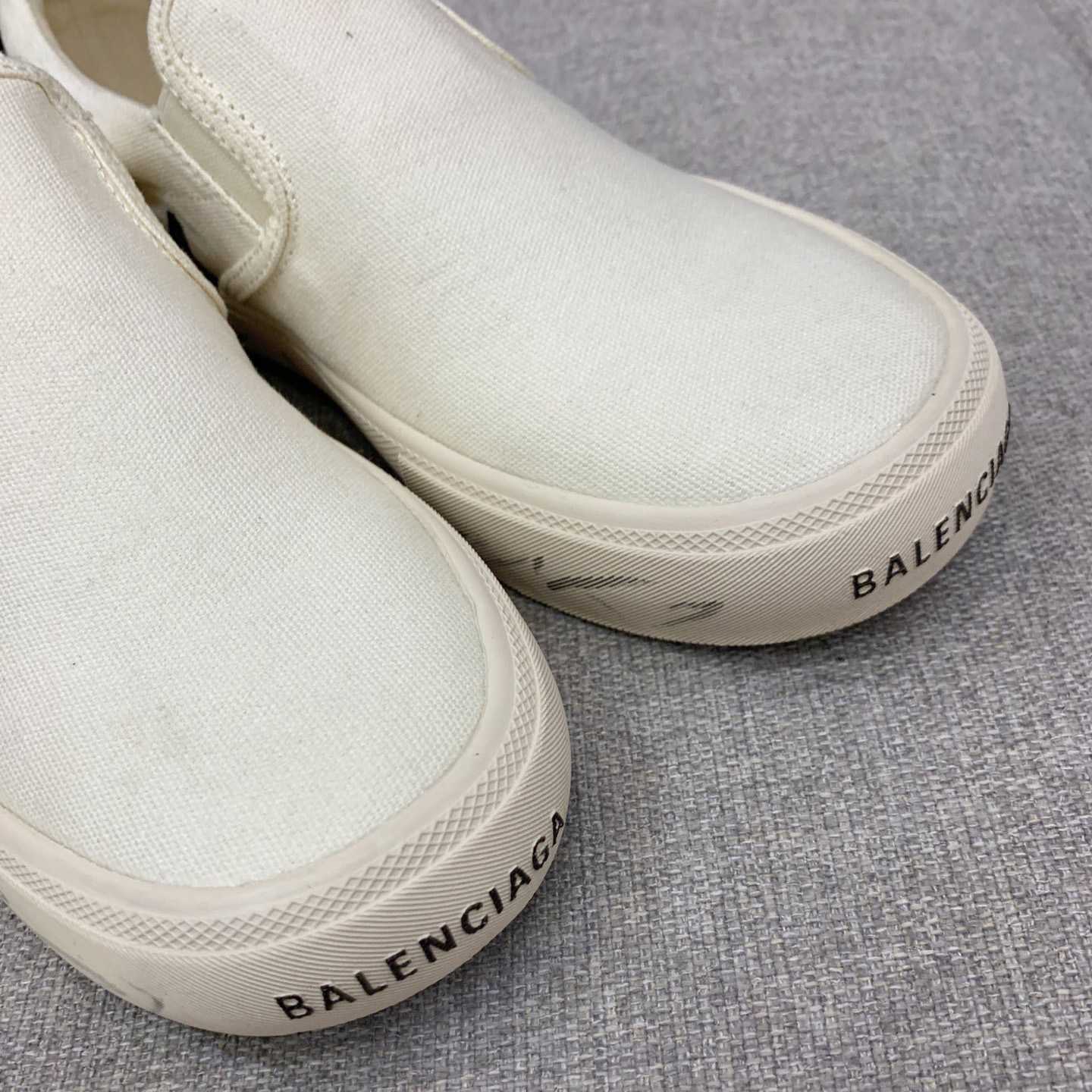 Balenciaga Paris Slip On Graffiti Sneaker In White  - DesignerGu